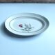 Vintage oval plate signed Moulin des Loups model Imperia pink flower