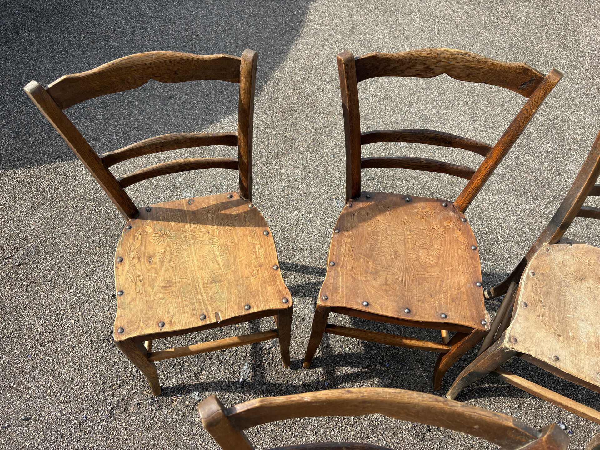 Studded bistro chairs with patterns