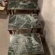 3 nesting tables in green marble and mahogany