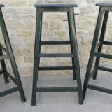 3 high bar stools, wooden, handle