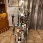 Bar in tempered glass and chrome L.120 x l.45 x H.107
