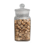 Old jar and tokens in turned wood