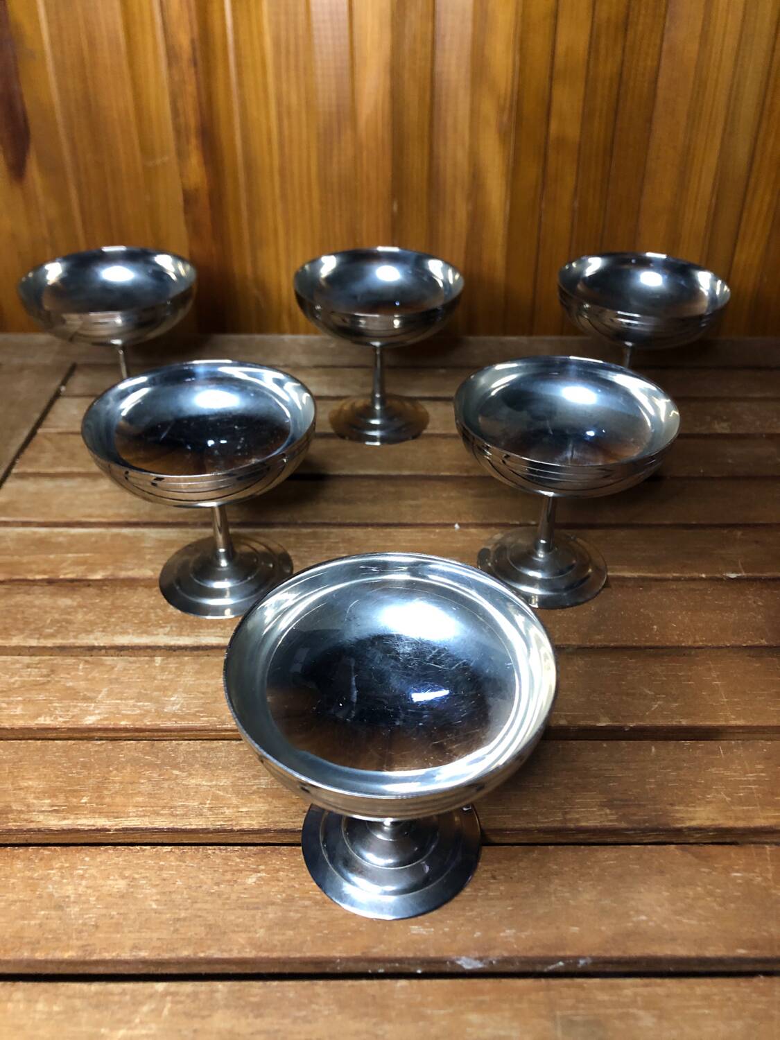 Série de 6 coupes a glace rémy letang inox made in france vintage #a510