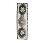 1970s Vintage Turkish Oushak Diamond Wool Runner 97x323
