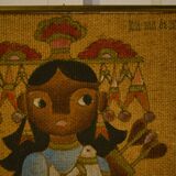 Pair of canvases on jute, ethnic art, framed by Trousson et Cie, Roubaix, 1970s.