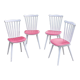 Set of 4 Scandinavian style chairs from the 50s in white lacquered wood and red skaï patties