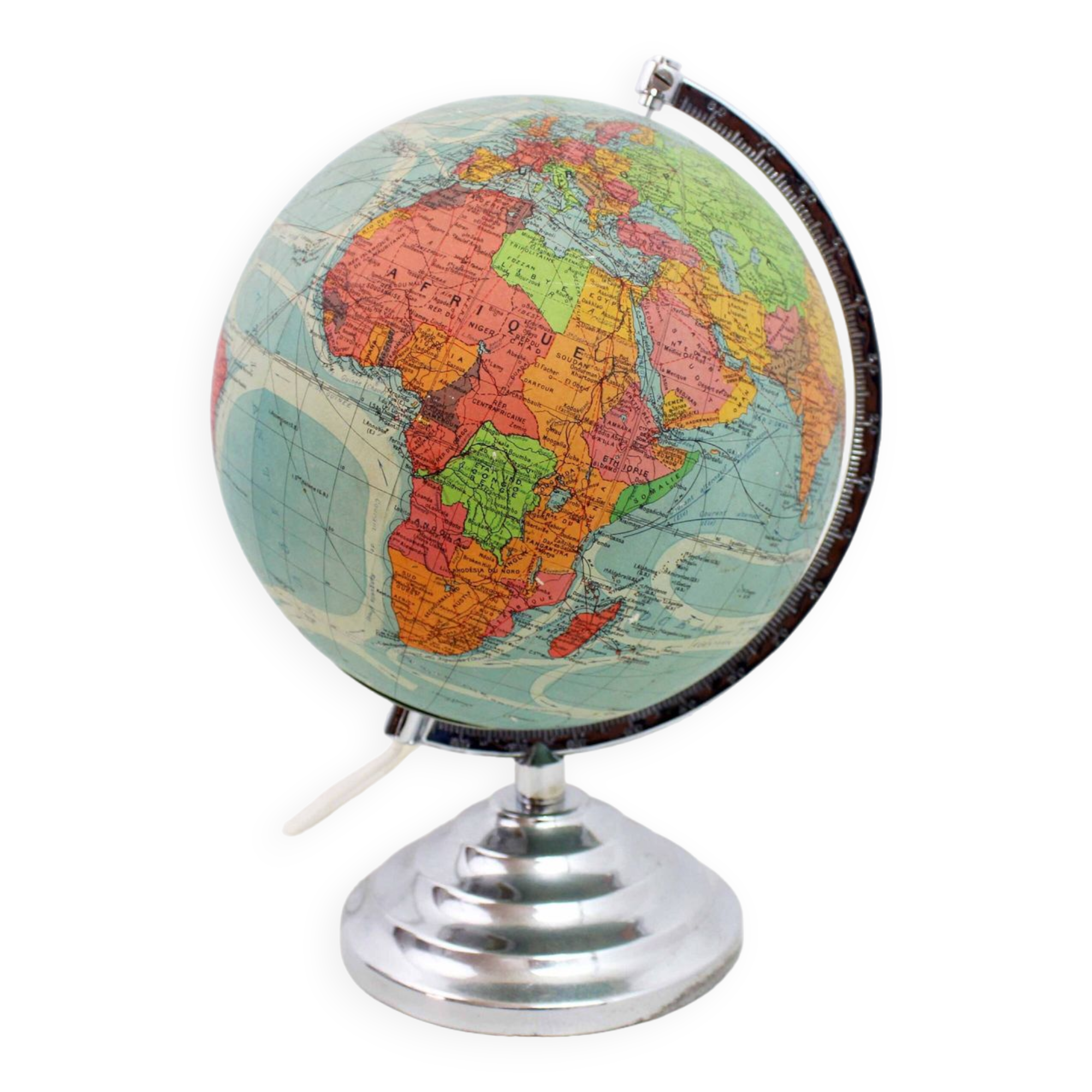 Mappemonde lumineuse en verre perrina, globe terrestre picquart