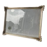 Cadre art déco métal argent laiton 21,5 cm x 16,5 cm verre convexe