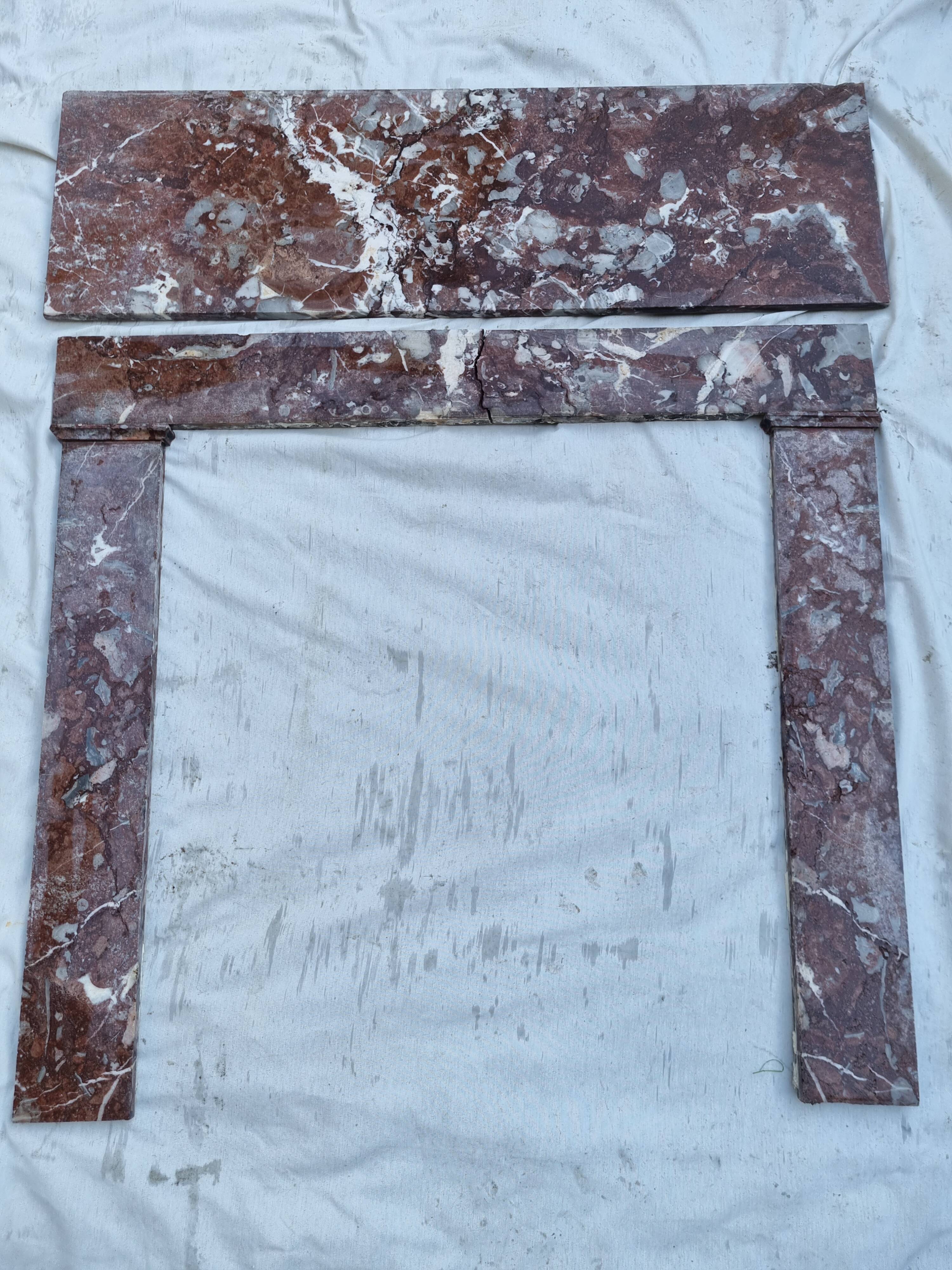 19th century red marble fireplace