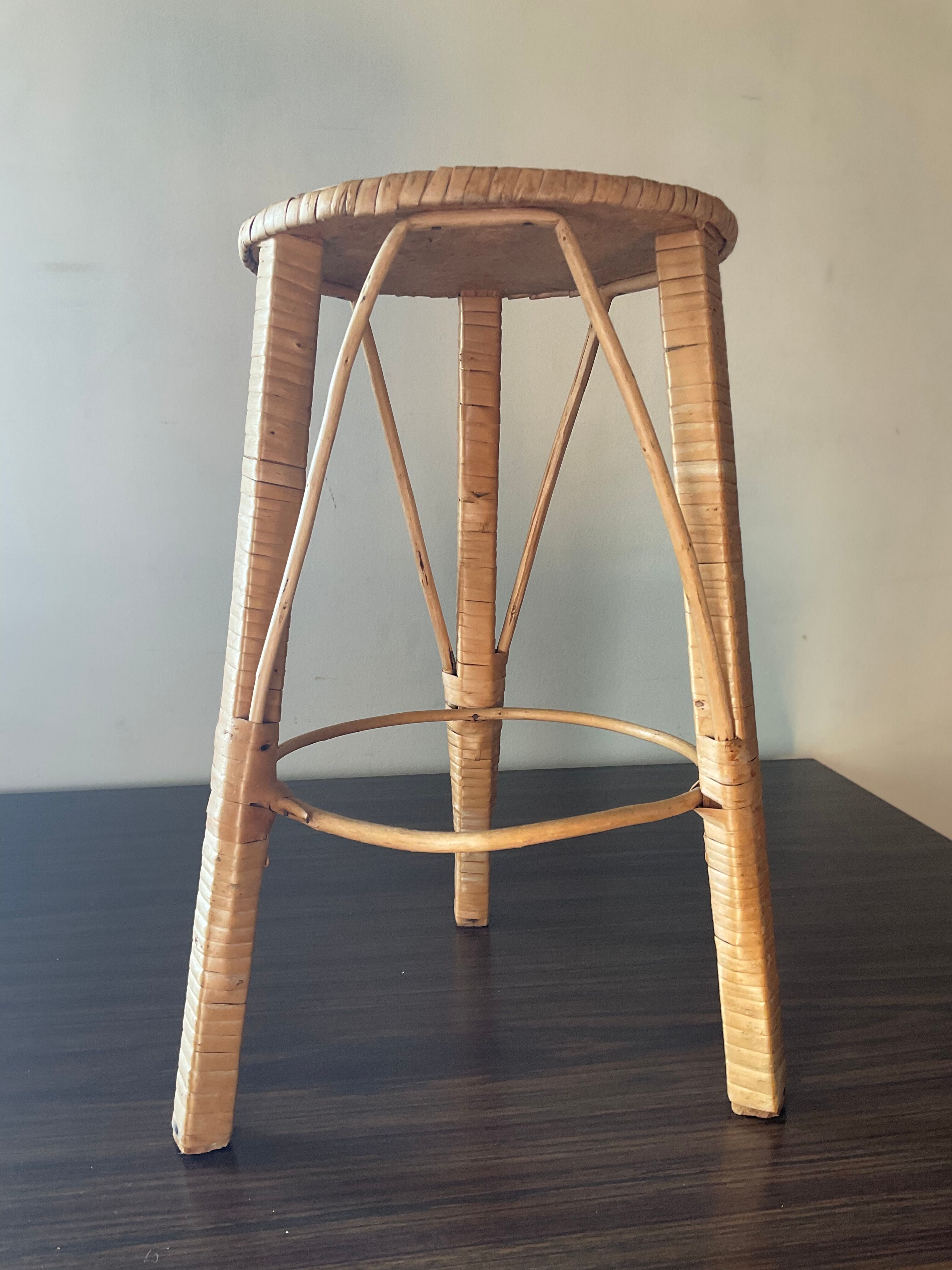 Vintage rattan and wicker plant holder