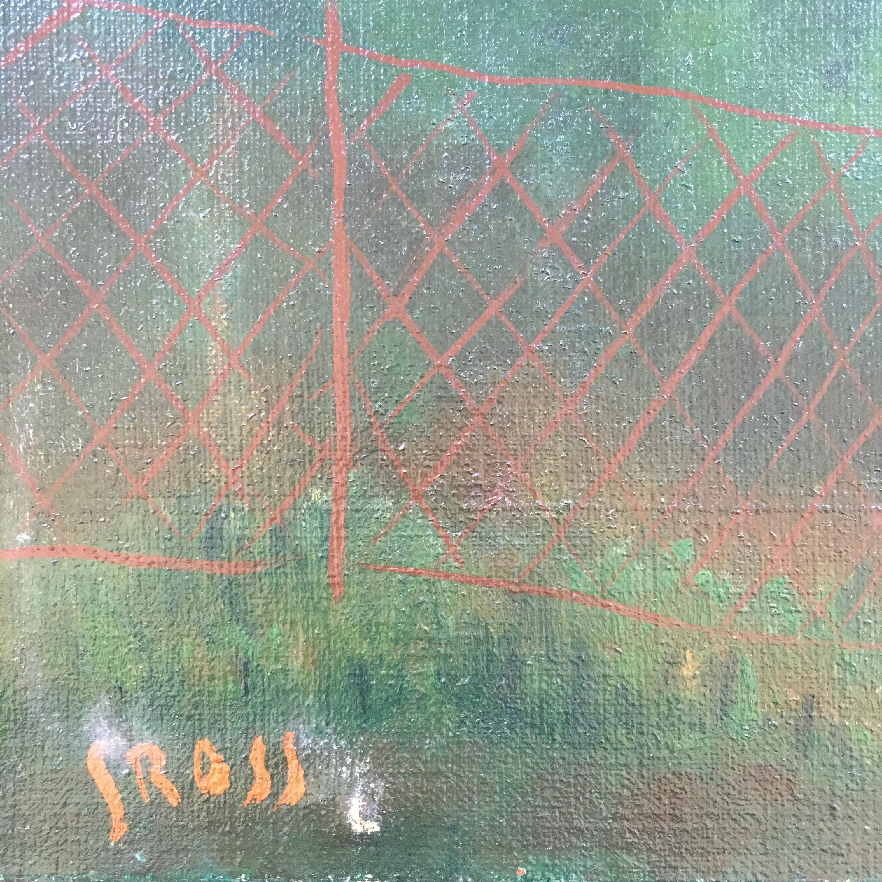 Tableau ancien les arbres et le lac