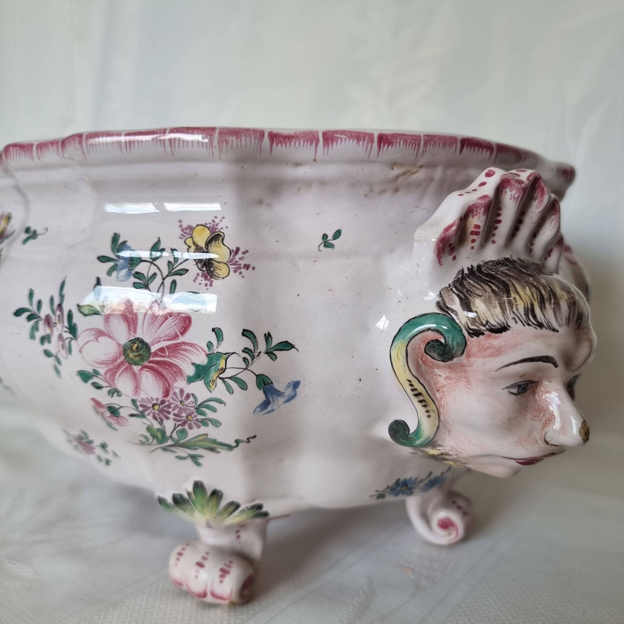 Antique 18th century Marseille earthenware planter by Veuve Perr