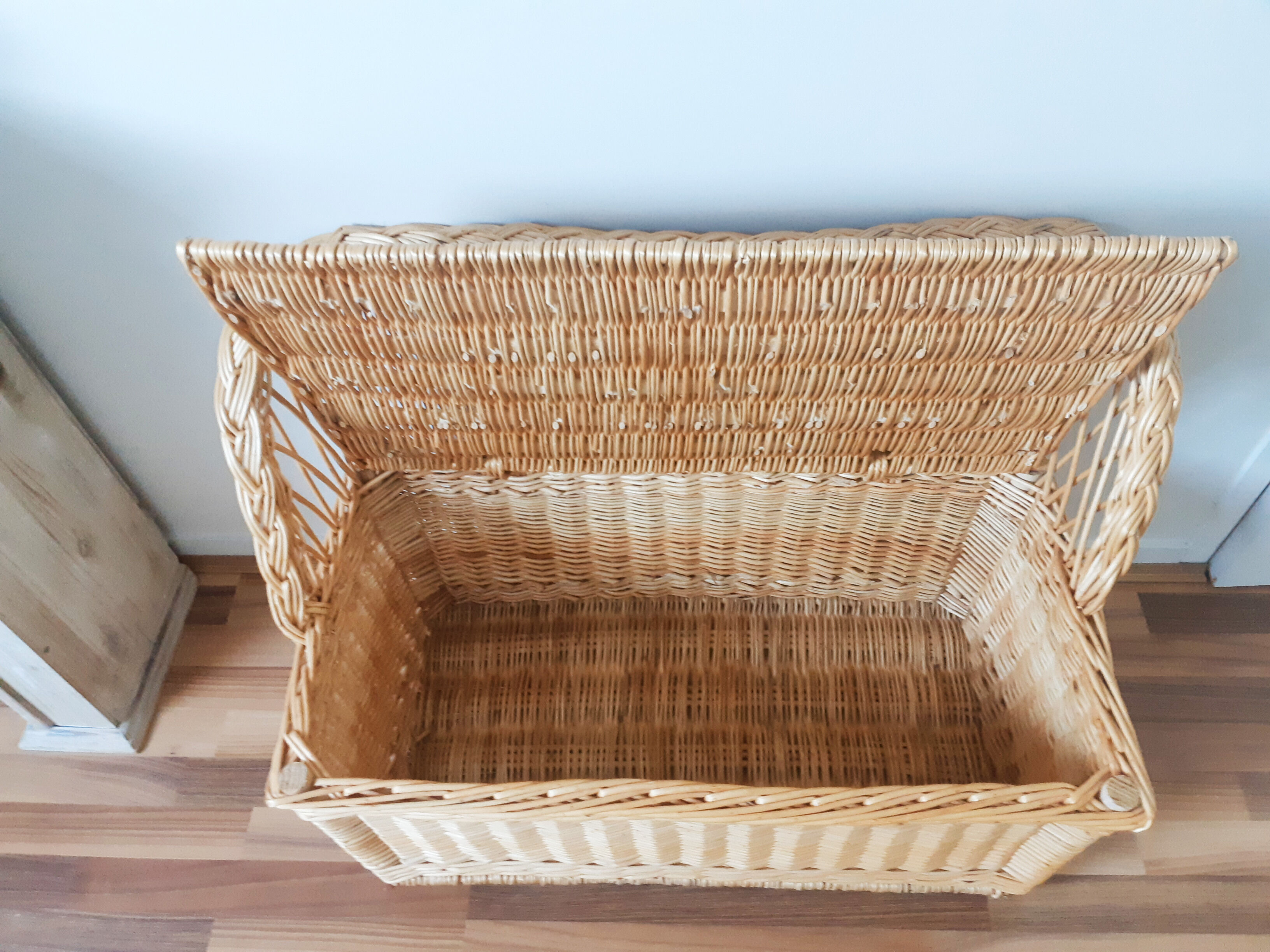 Antique rattan toy chest, wicker, bench