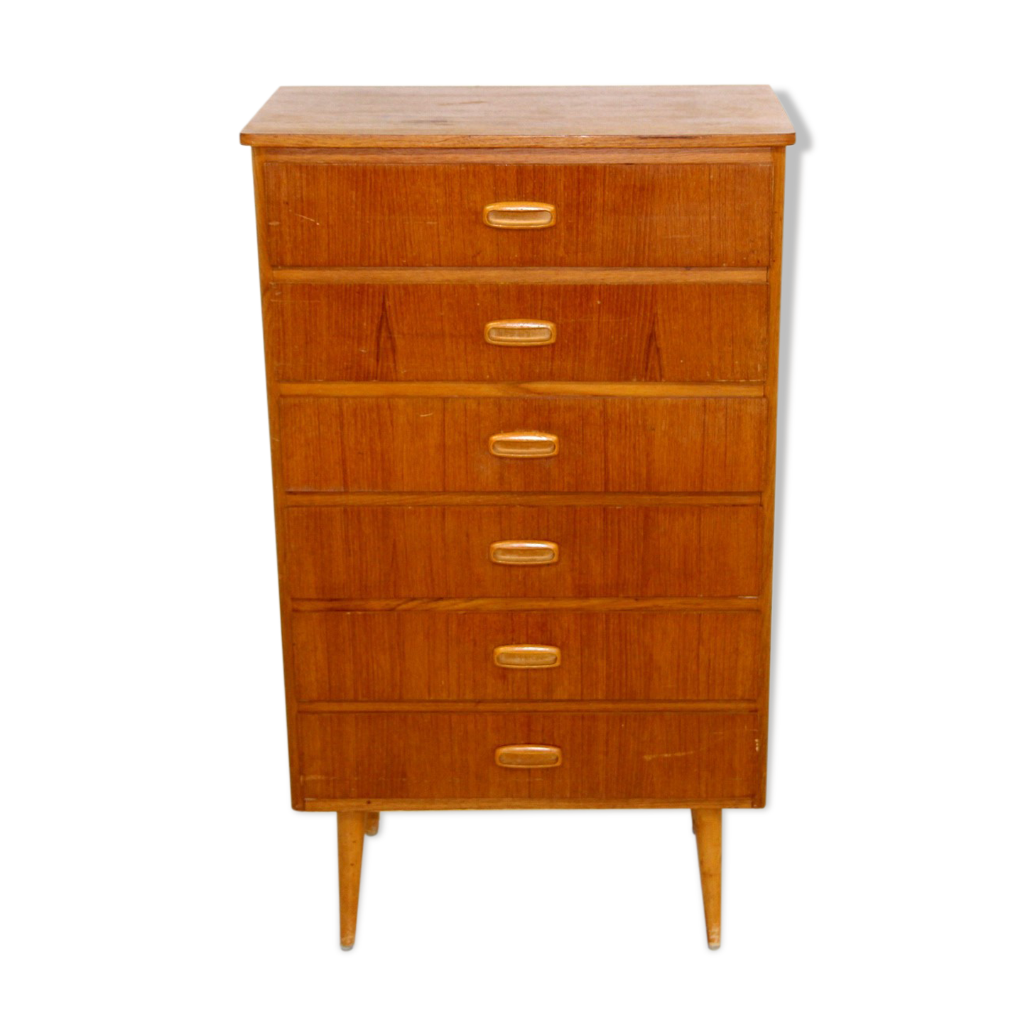 Tallboy teak chest of drawers, sweden, 1950