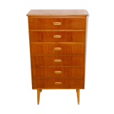 Tallboy teak chest of drawers, sweden, 1950