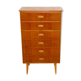 Teak chest of drawers, suede, 1950