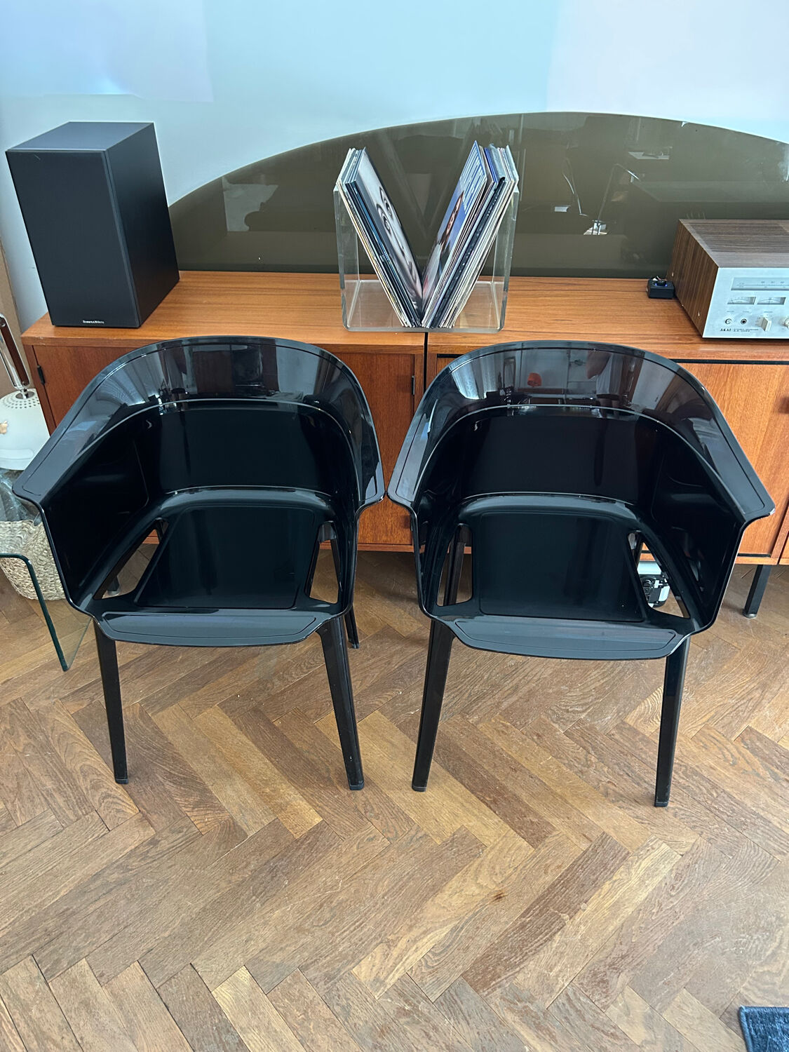 "Papyrus" black armchairs designed by Ronan and Erwan Bouroullec.