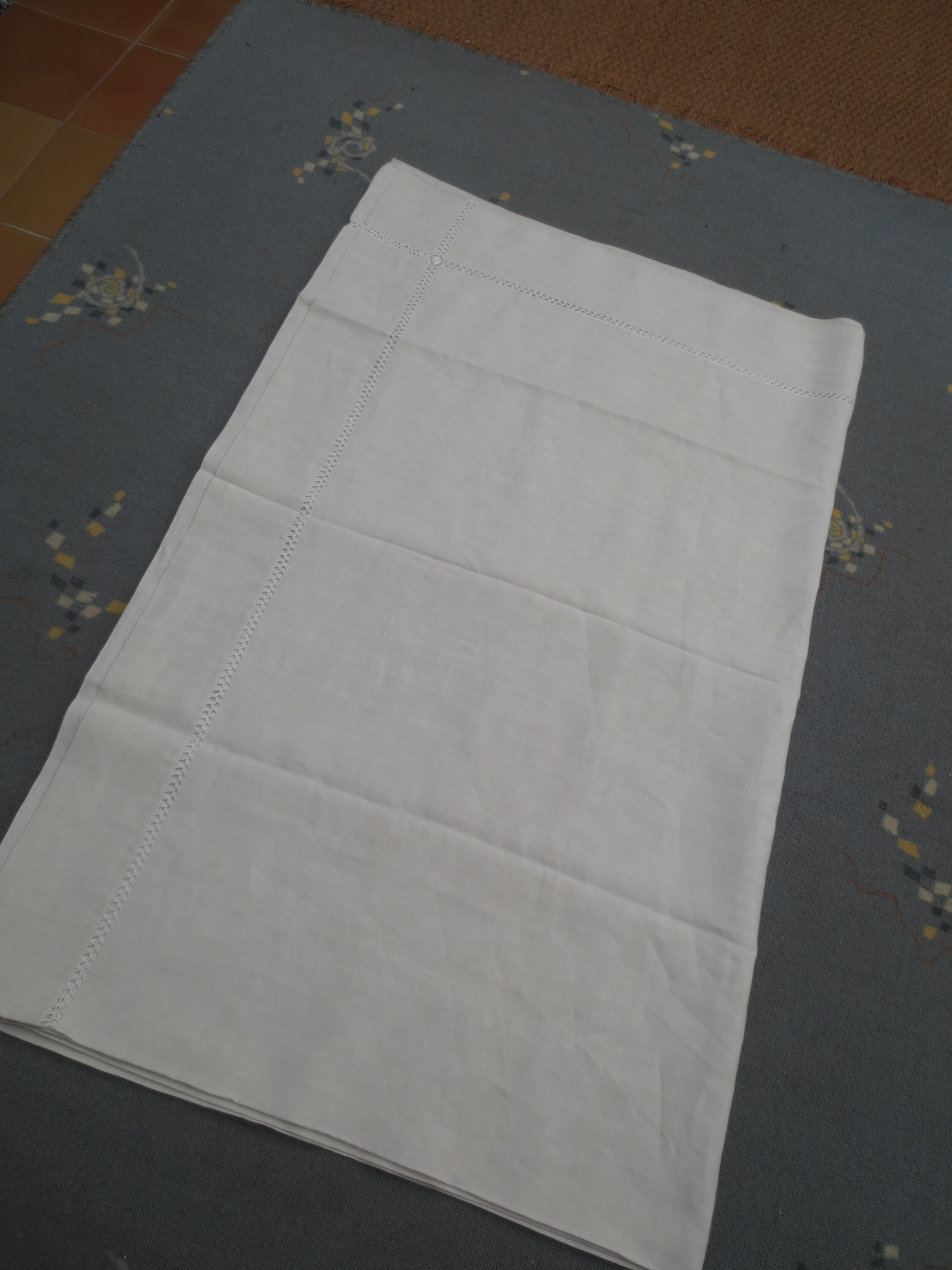 Handmade linen sheet on 3 sides
