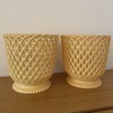 Paire de cache pots SYLA années 70 jaune pastel 18cm