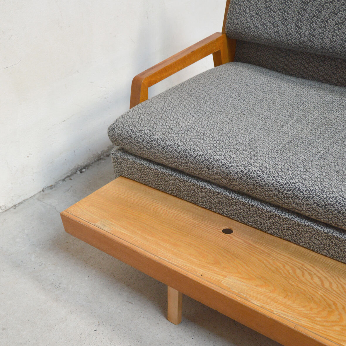 Sofa bed grey compass feet, 1960