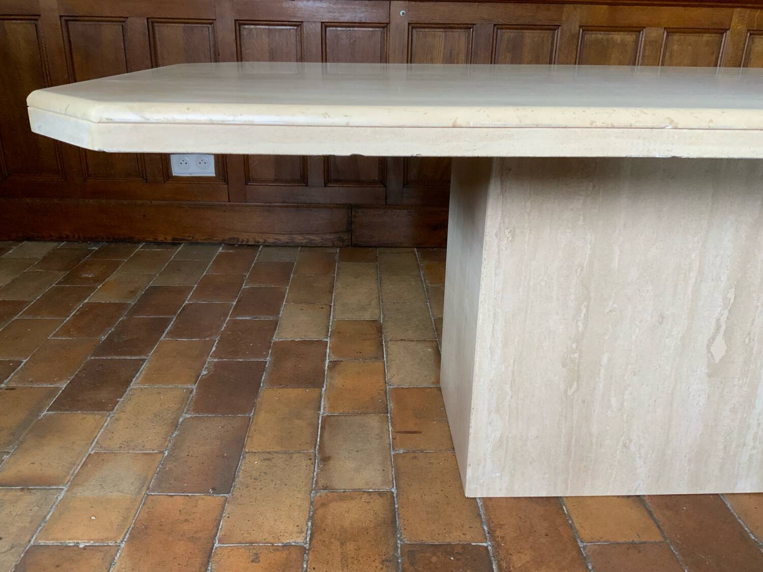 Travertine dining table