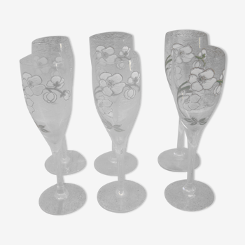 Series of six champagne flutes