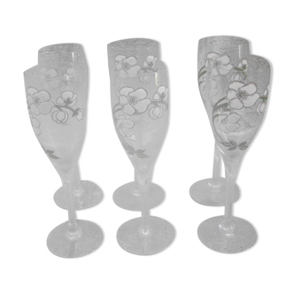 Series of six champagne flutes