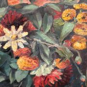 Original Still Life Oil on Canvas “Still Life with Flowers” by F. Wiegand