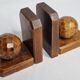 Pair of wooden bookends in art deco style, 10 cm