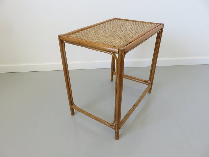Side table, rattan couch end 60s 70s