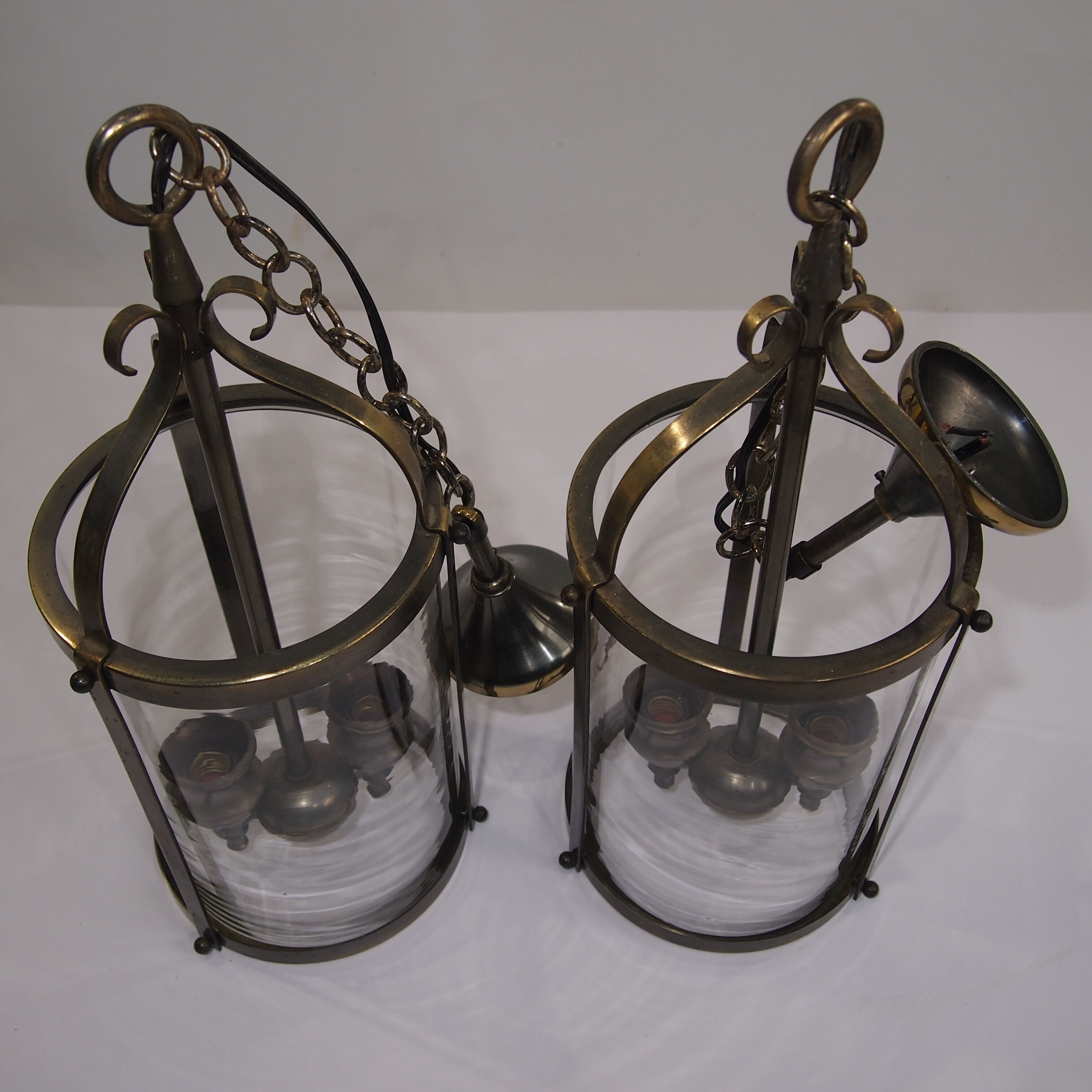 Pair of Vintage Lantern/Brass Suspension
