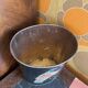 Vintage metal zinc paper bin parrot decor