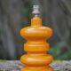 Bedside lamp, vintage table lamp, orange ceramic lamp with plastic lampshade, 70's