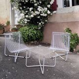Garden furniture set with 2 vintage Habitat armchairs and 1 vintage Ikea table