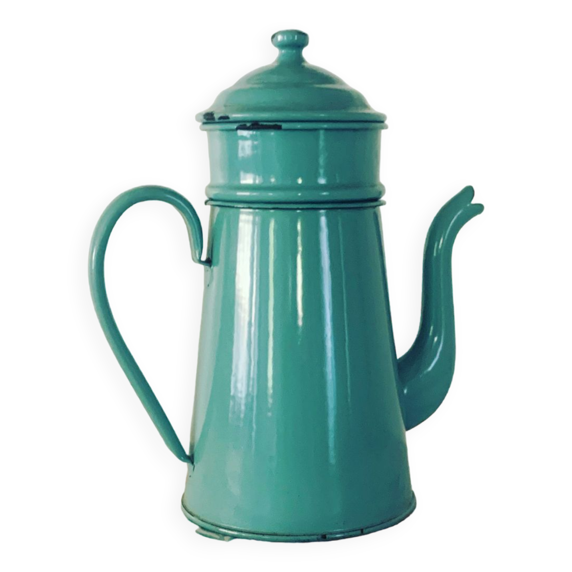 Vintage green enameled coffee pot