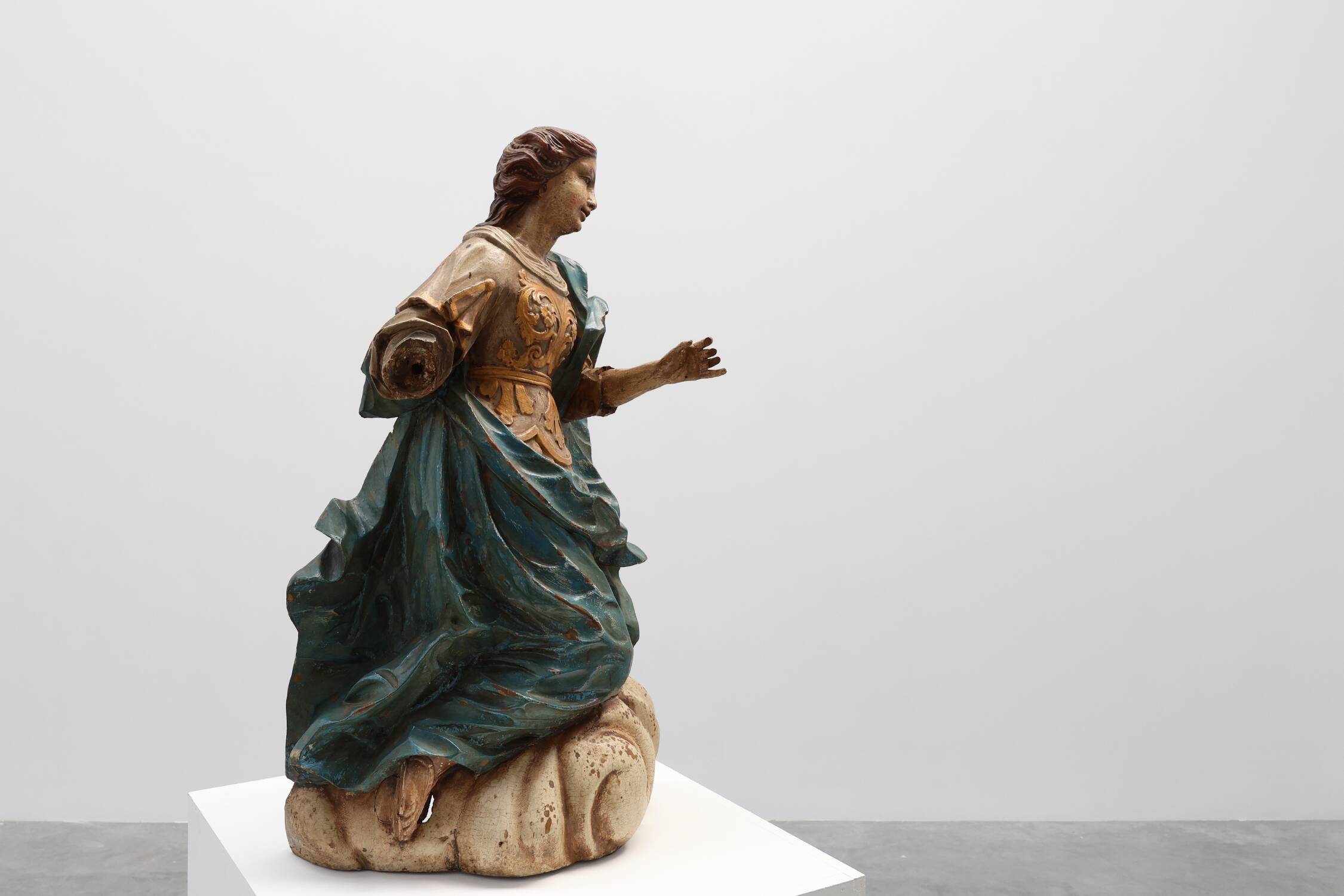 French 18th Century Religious Statue of the Virgin Mary on a cloud