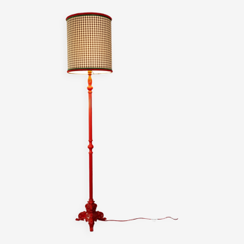 Lampe et Abat-jour cylindrique motif carreaux