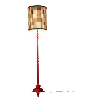 Lampe et Abat-jour cylindrique motif carreaux