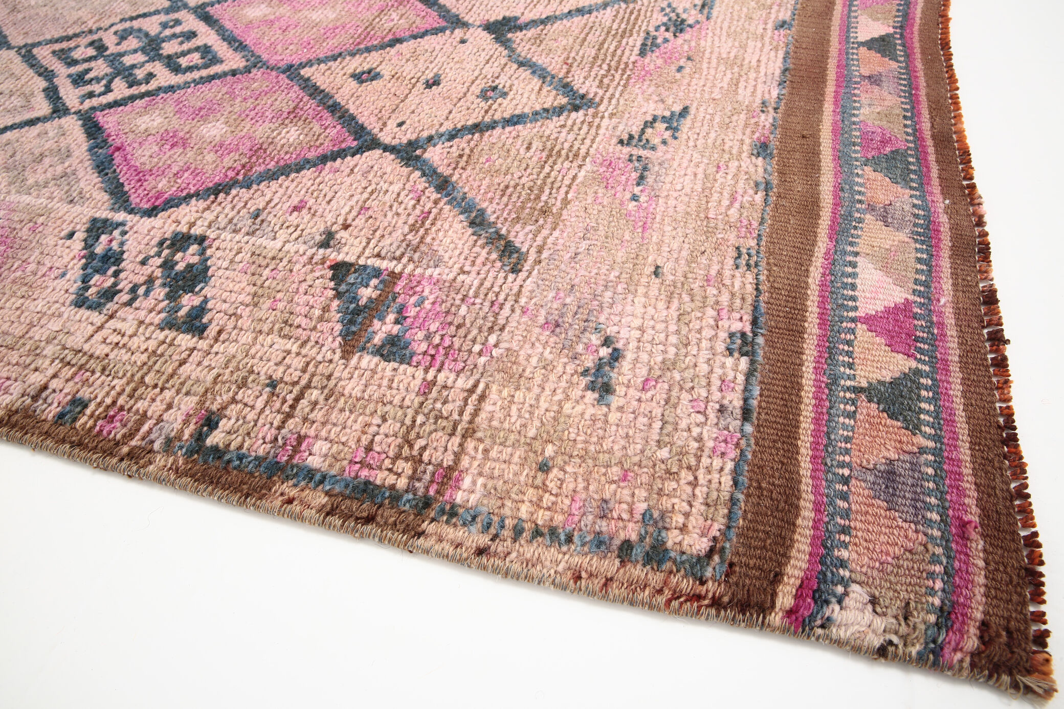Navy blue & pink runner rug 83x380cm