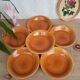 Set of 6 hollow plates Longchamp France mustard - vintage