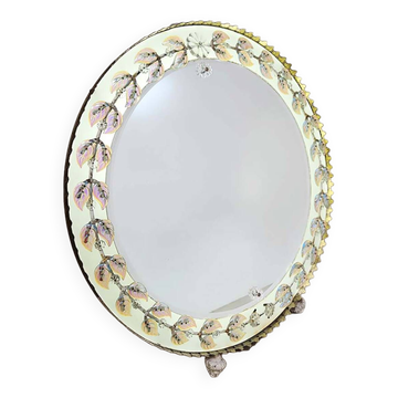 Miroir lumineux décoré vintage 'Feuilles'