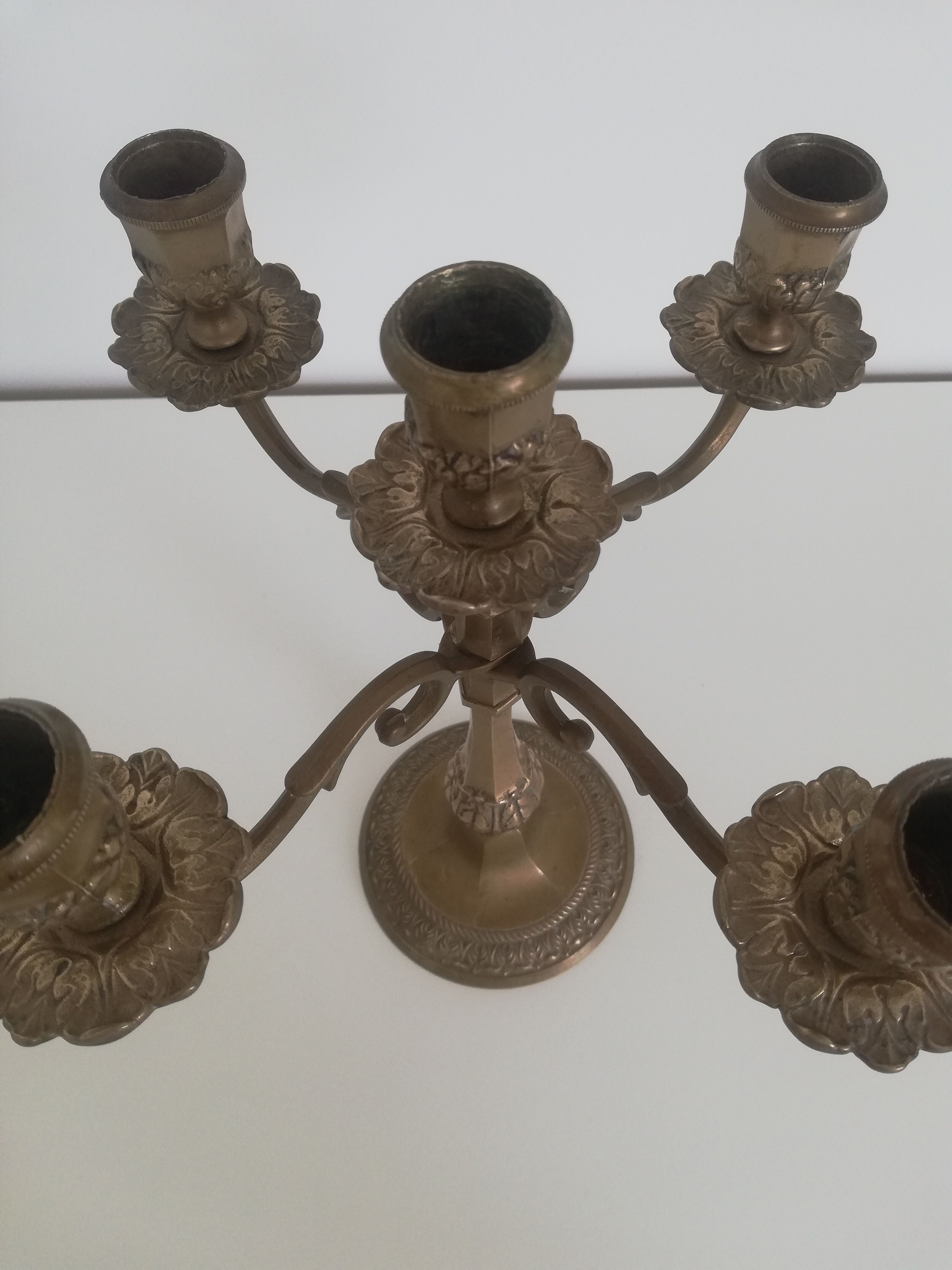 Vintage brass chandelier 5-burner