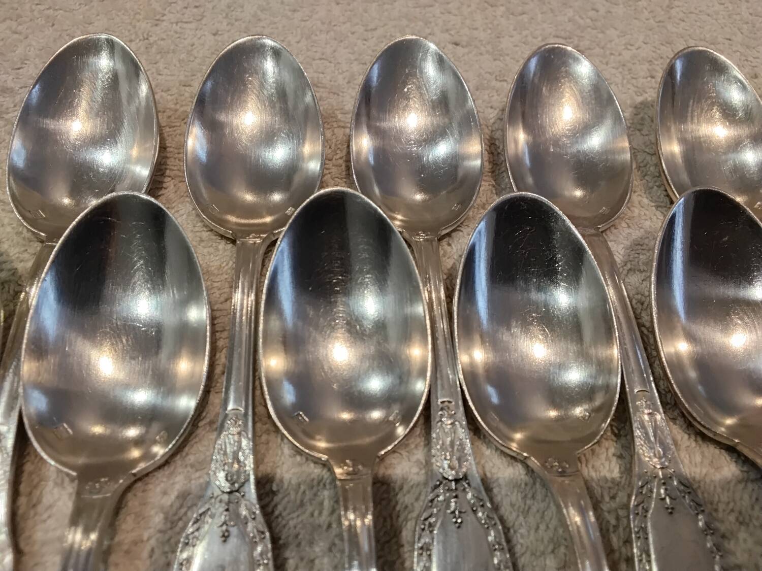 12 silver-plated metal coffee spoons by Ravinet & Cie, Empire 81.