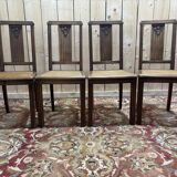 Série de 4 chaises art déco cannées