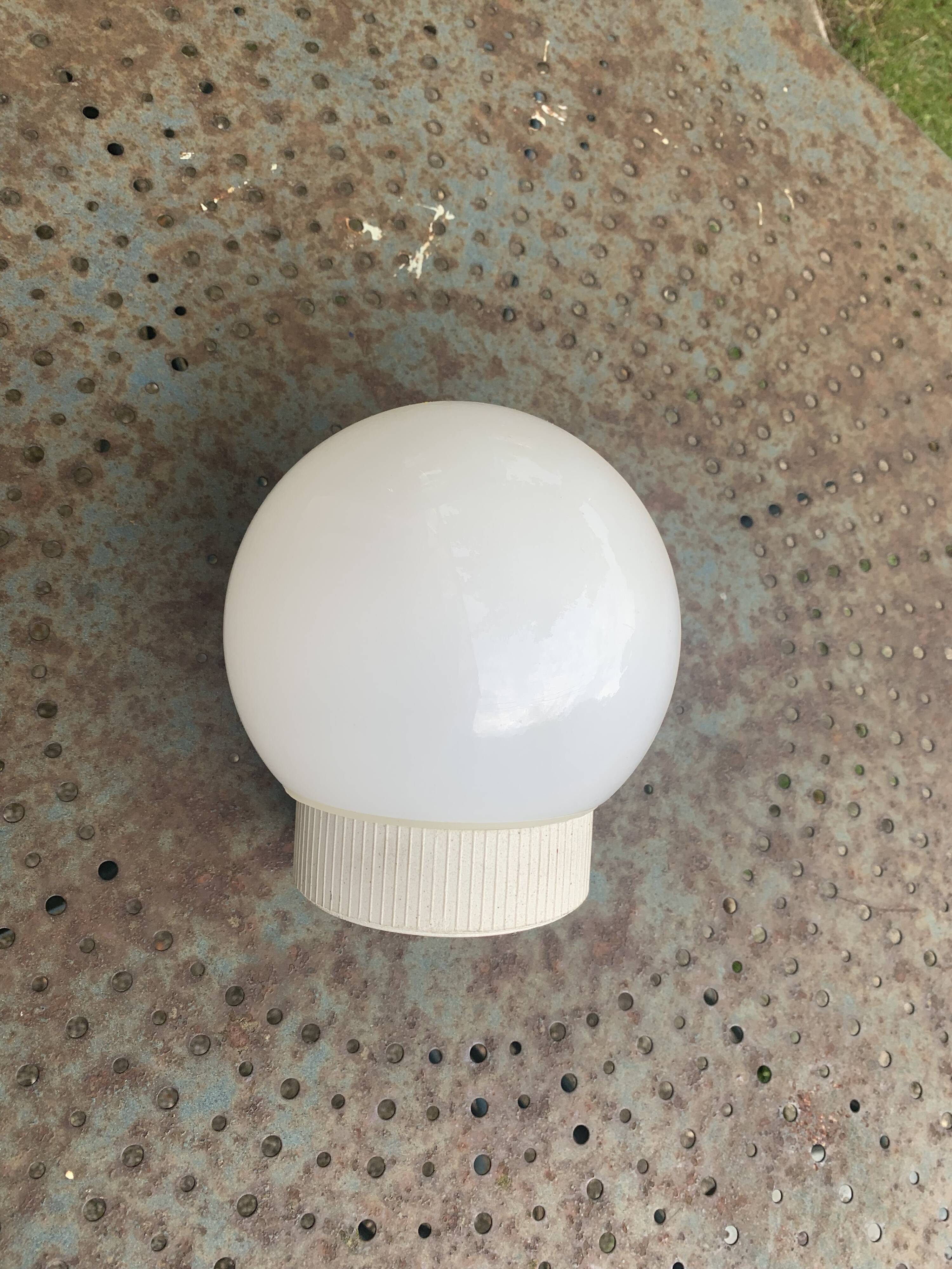 Ceiling light, white opaline globe ball, with base, vintage