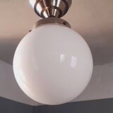 Art Deco ceiling light from the 40s in tinned metal and white opaline