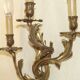 Very large pair of early 1900s 3-light acanthus leaf wall sconces 5209