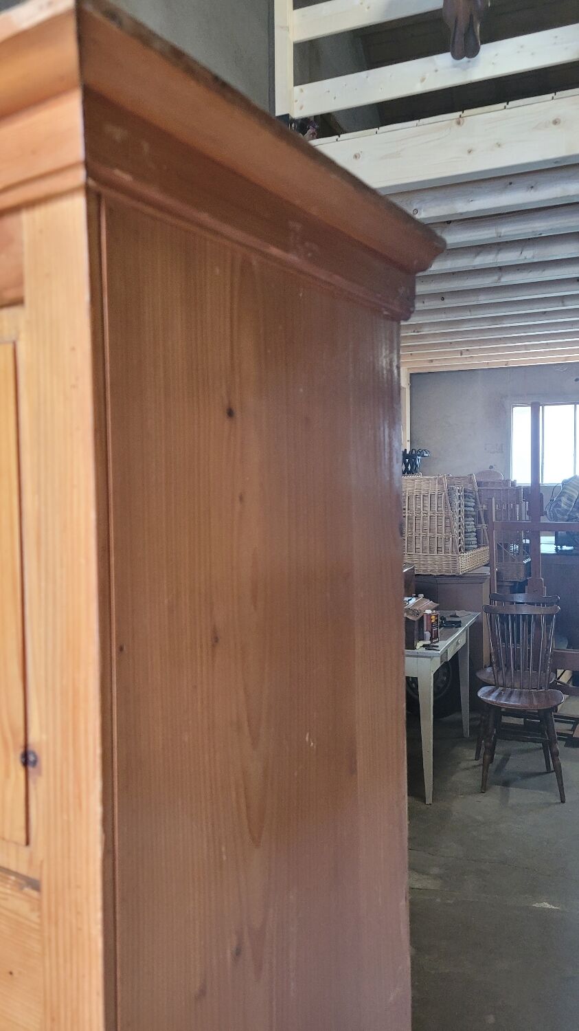Parisian wardrobe in vintage pine old manufacture 1950