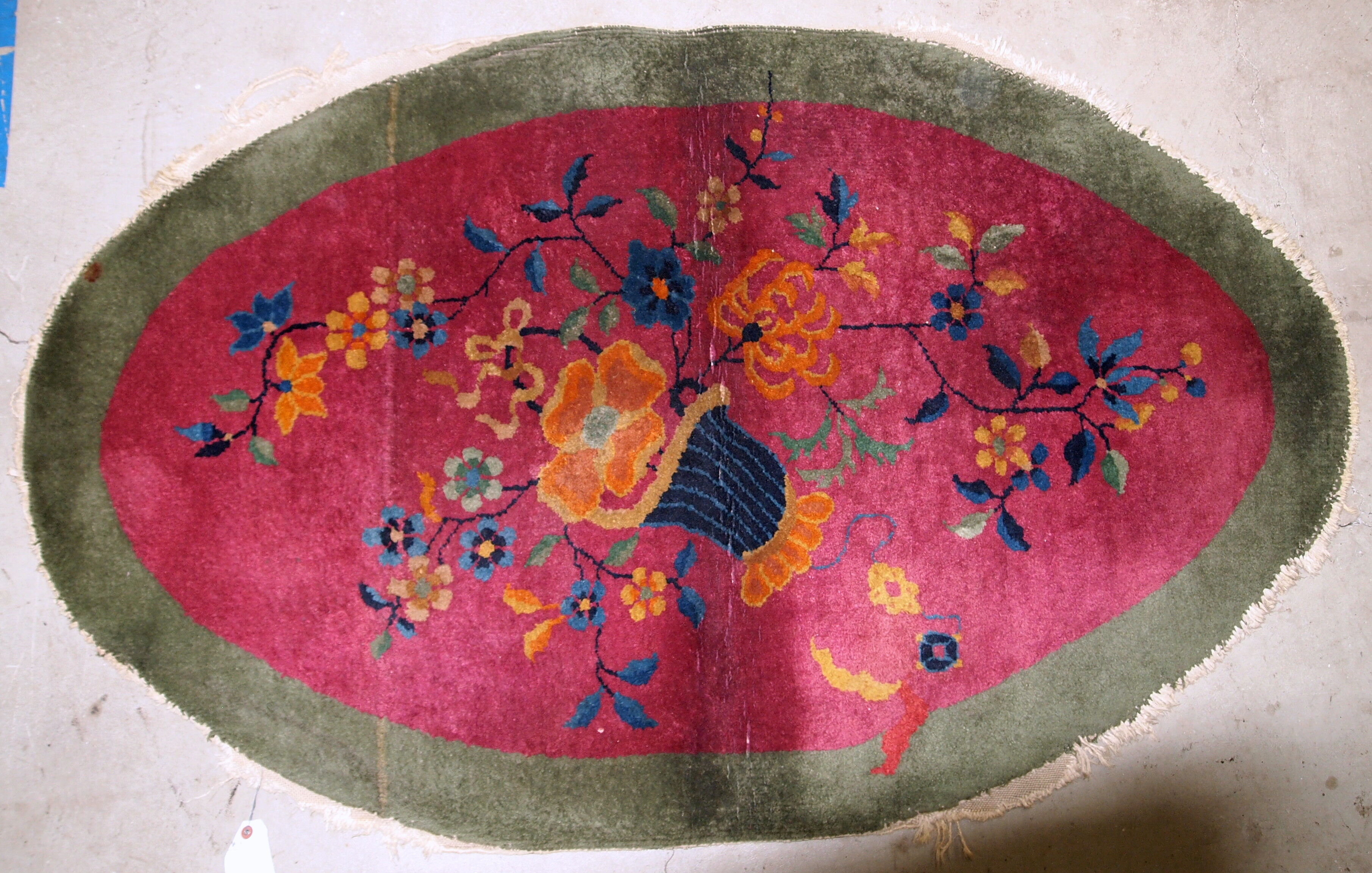 Former carpet oval chinese 89x 150cm, 1920