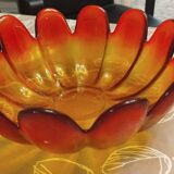 Very rare Indiana glass, amber lotus flower.